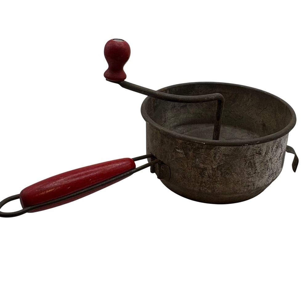 Vtg Foley Food Mill Red Wood Handle Hand Crank Rustic Kitchen Decor Primitive